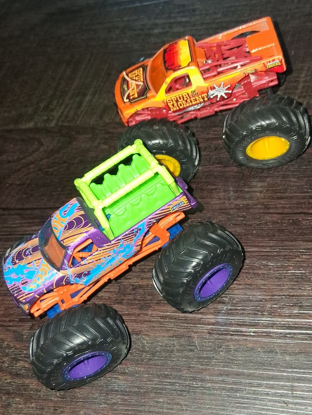 Hot Wheels Monster Truck Toy - Bright Green, Purple & Orange